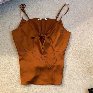 Medium bronze tank top with a tie in the front. Abercrombie and Fitch size m